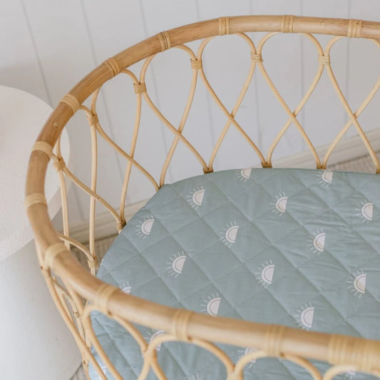 Bambella Designs / Waterproof Fitted Bassinet Sheet - Sage Sunshine