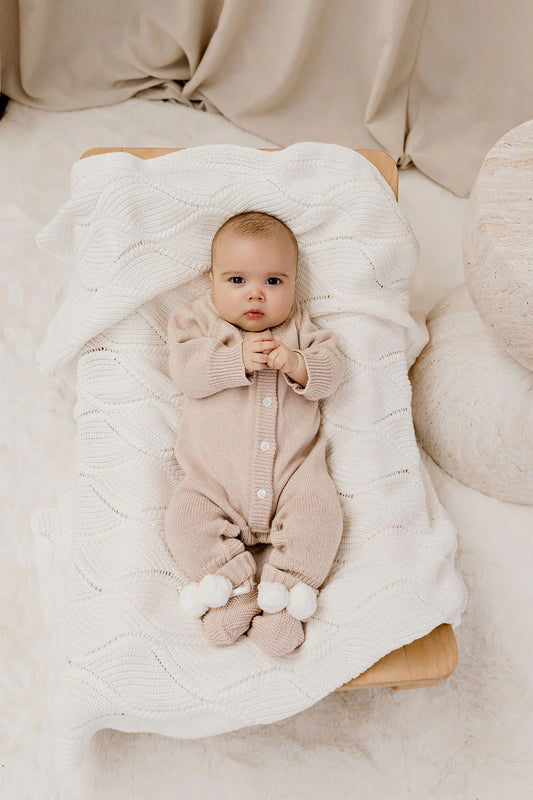 Confetti Kidz / Classic Knit Romper - Biscotti