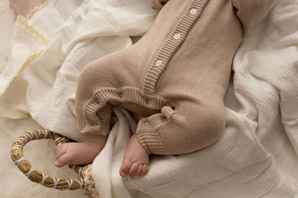 Confetti Kidz / Classic Knit Romper - Biscotti