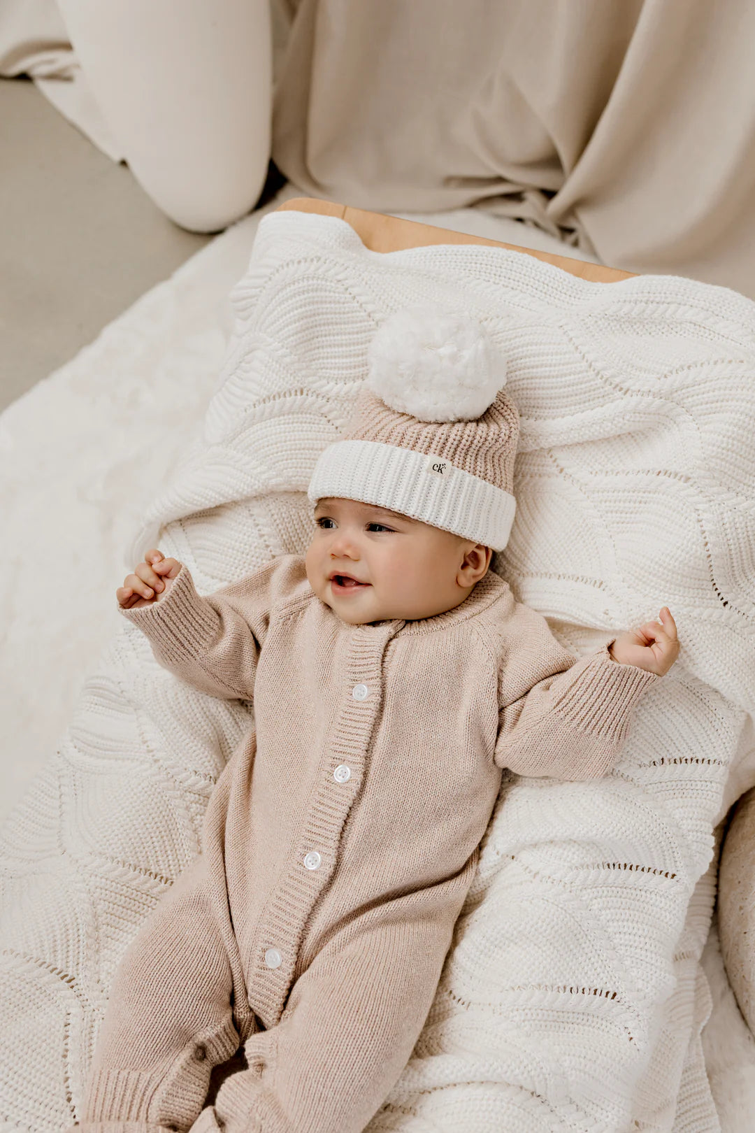 Confetti Kidz / Classic Knit Romper - Biscotti