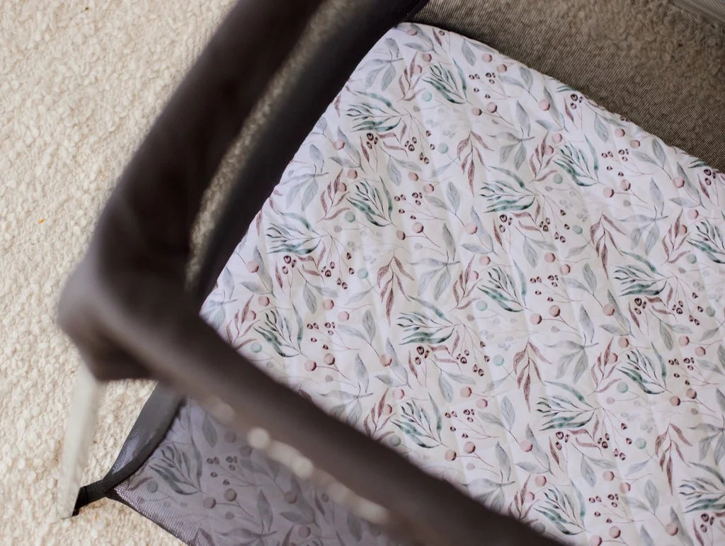 Bambella Designs / Portacot/Travel Cot Waterproof Fitted Sheet - Botanical