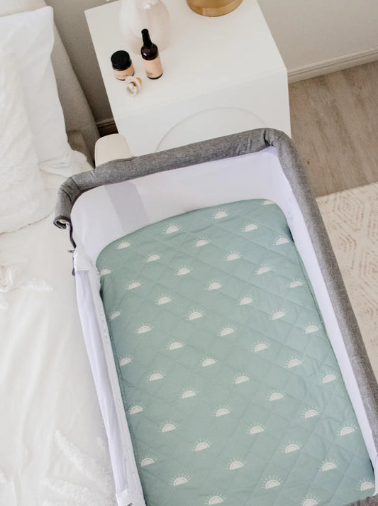 Bambella Designs / Co Sleeper/Change Mat Fitted Waterproof Sheet - Sage Sunshine