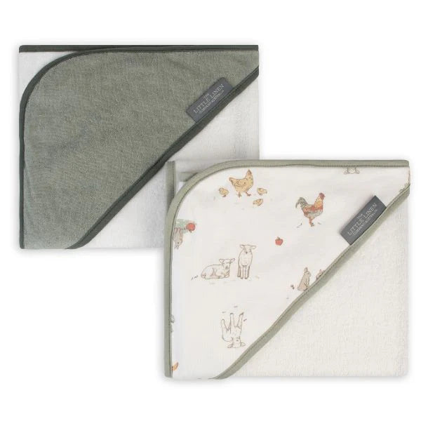 The Little Linen Company / Hooded Towel 2pk - Farmyard Lamb