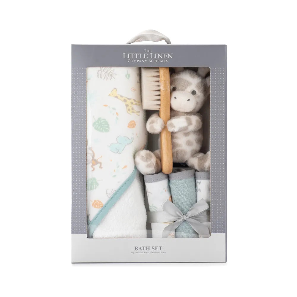 The Little Linen Company / Bath Gift Set - Savanna Giraffe