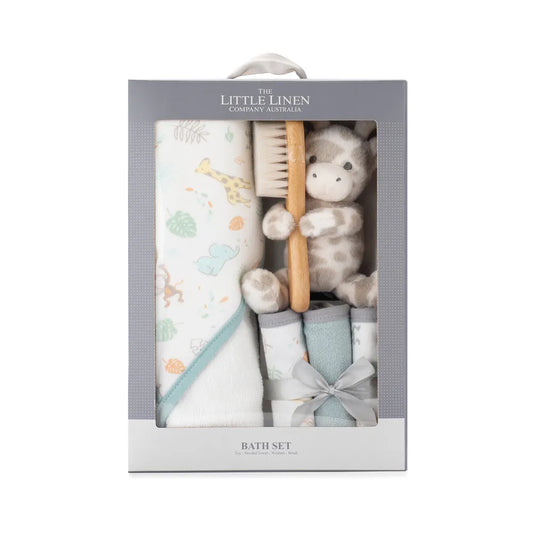The Little Linen Company / Bath Gift Set - Savanna Giraffe