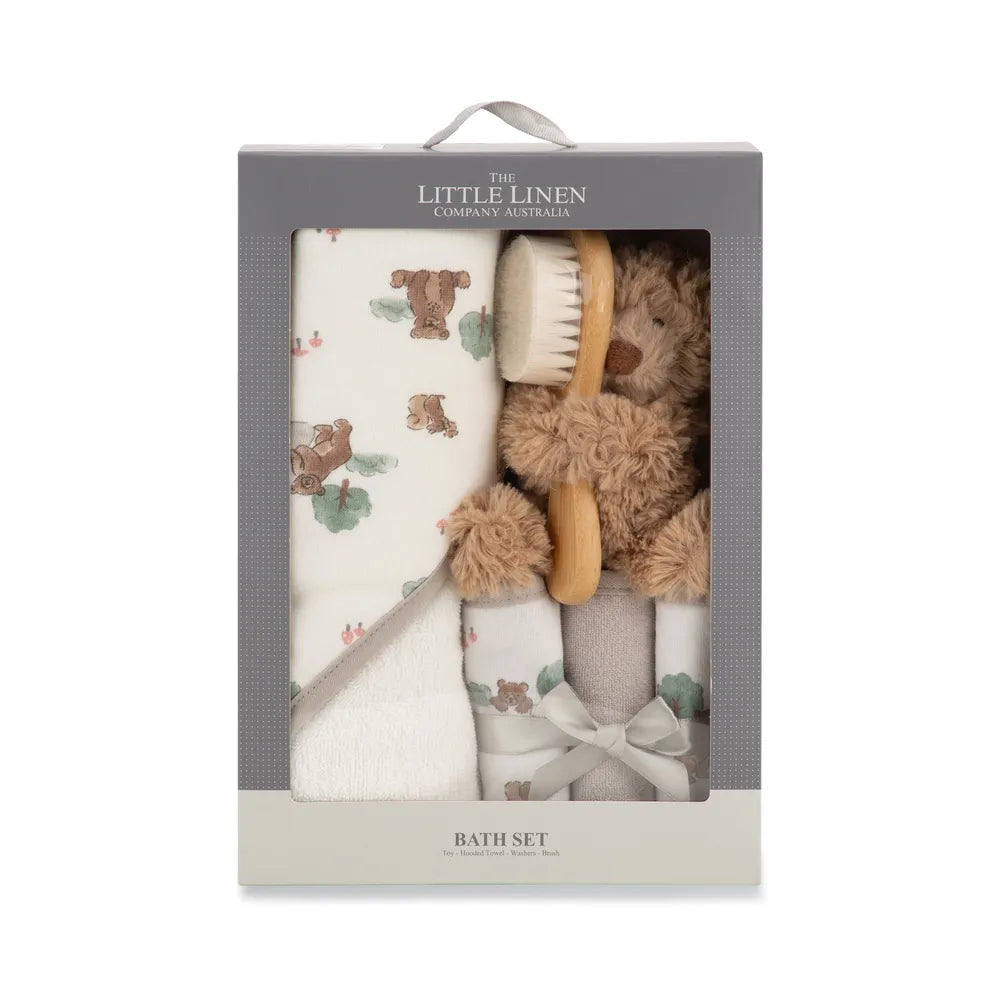 The Little Linen Company / Bath Gift Set - Willow Bear