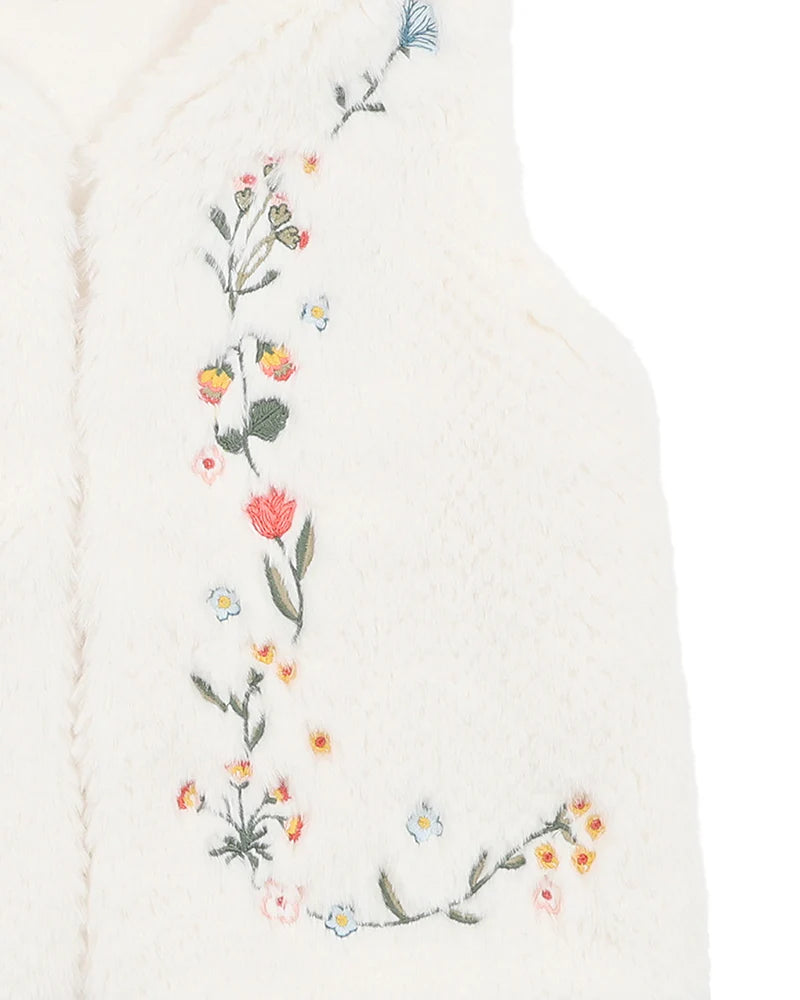 Fox & Finch / Botanica Embroidered Faux Fur Vest