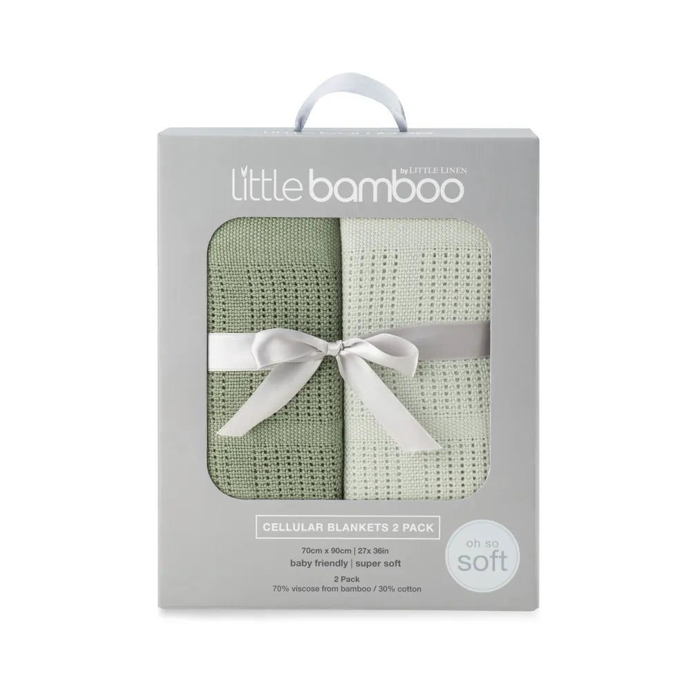 Little Bamboo / Cellular Blanket 2 Pack - Bayleaf