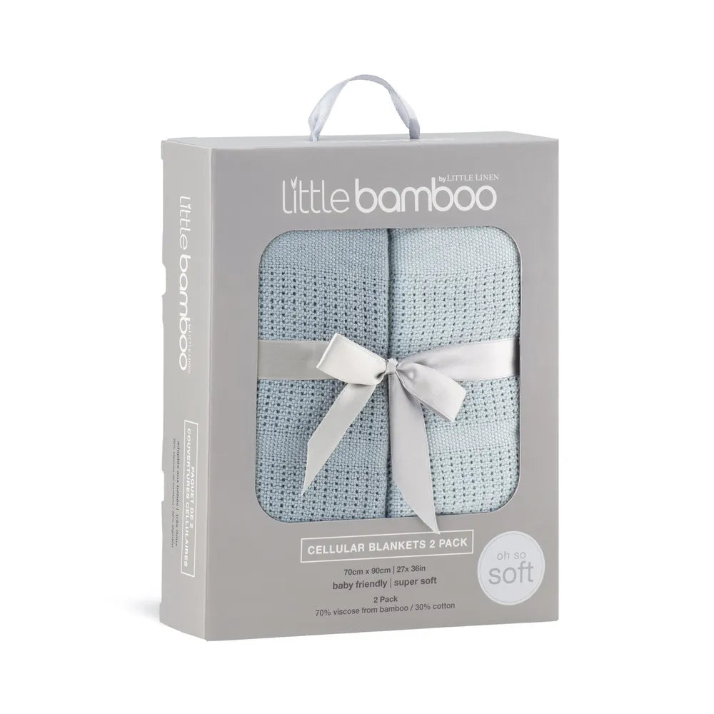 Little Bamboo / Cellular Blanket 2 Pack - Retro Blue