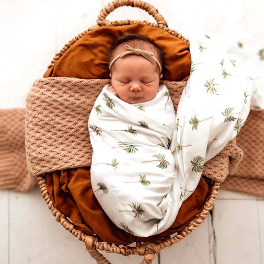 Snuggle Hunny / Muslin Wrap - Green Palm Tree