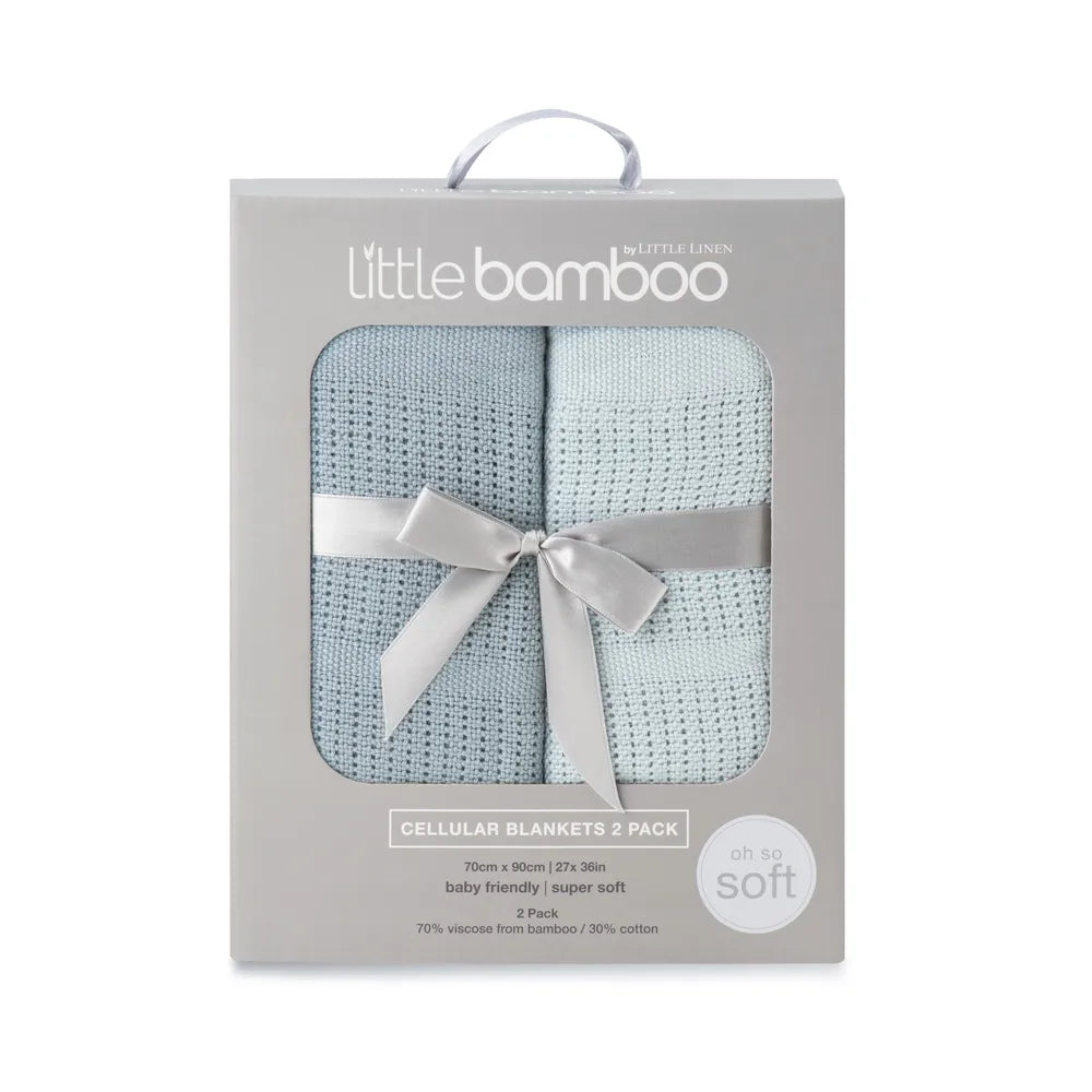 Little Bamboo / Cellular Blanket 2 Pack - Retro Blue