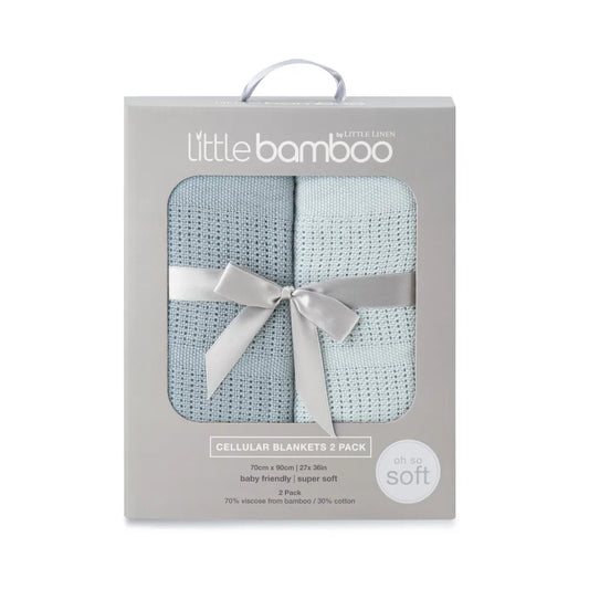 Little Bamboo / Cellular Blanket 2 Pack - Retro Blue