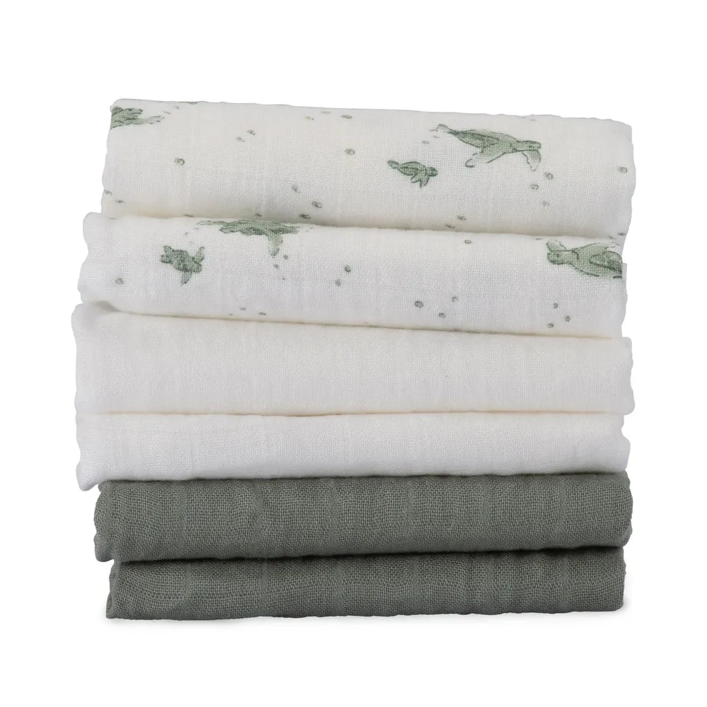 Little Bamboo / Soft Muslin Wash Cloths 6 Pack - Turtle Bay