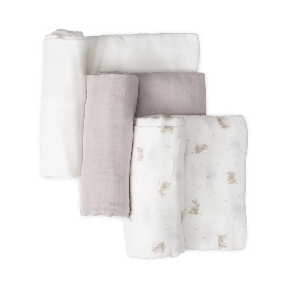 Little Bamboo / Soft Muslin Wraps 3 Pack - Stone Grey