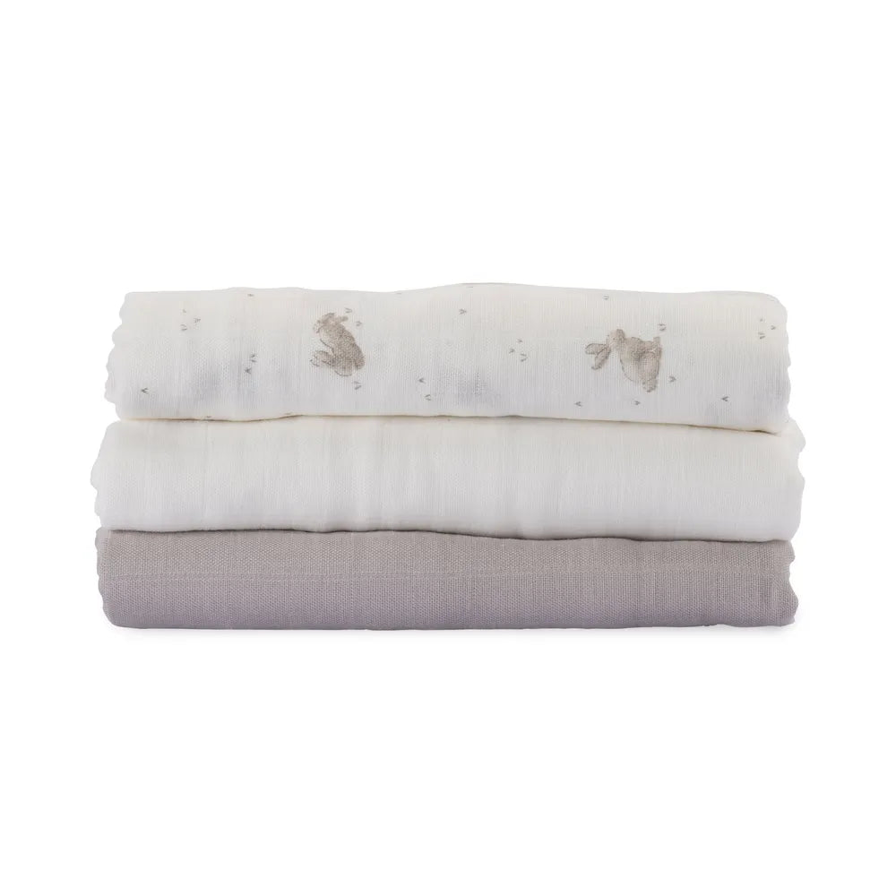 Little Bamboo / Soft Muslin Wraps 3 Pack - Stone Grey
