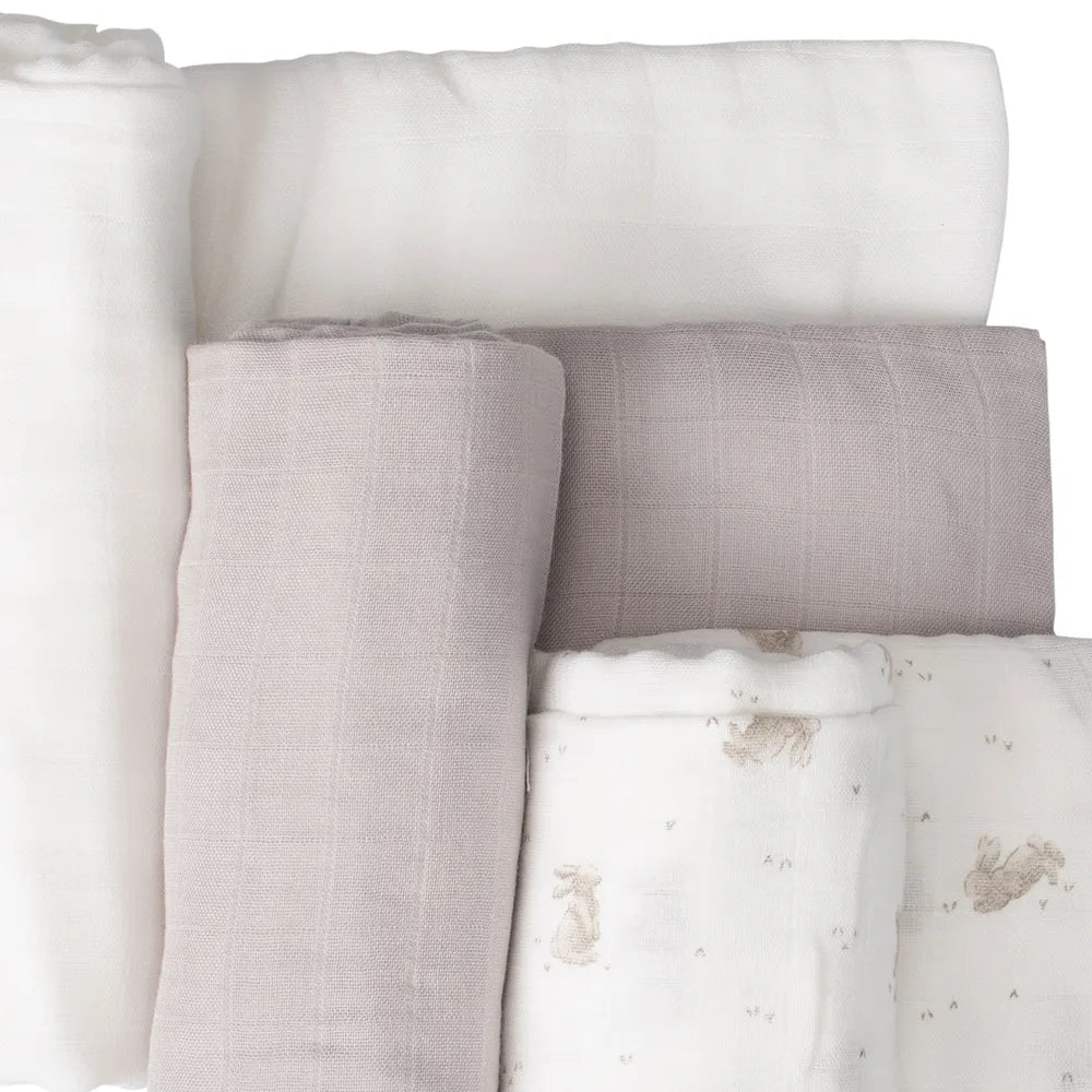 Little Bamboo / Soft Muslin Wraps 3 Pack - Stone Grey