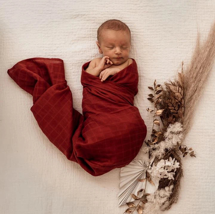 Snuggle Hunny / Organic Muslin Wrap - Rust