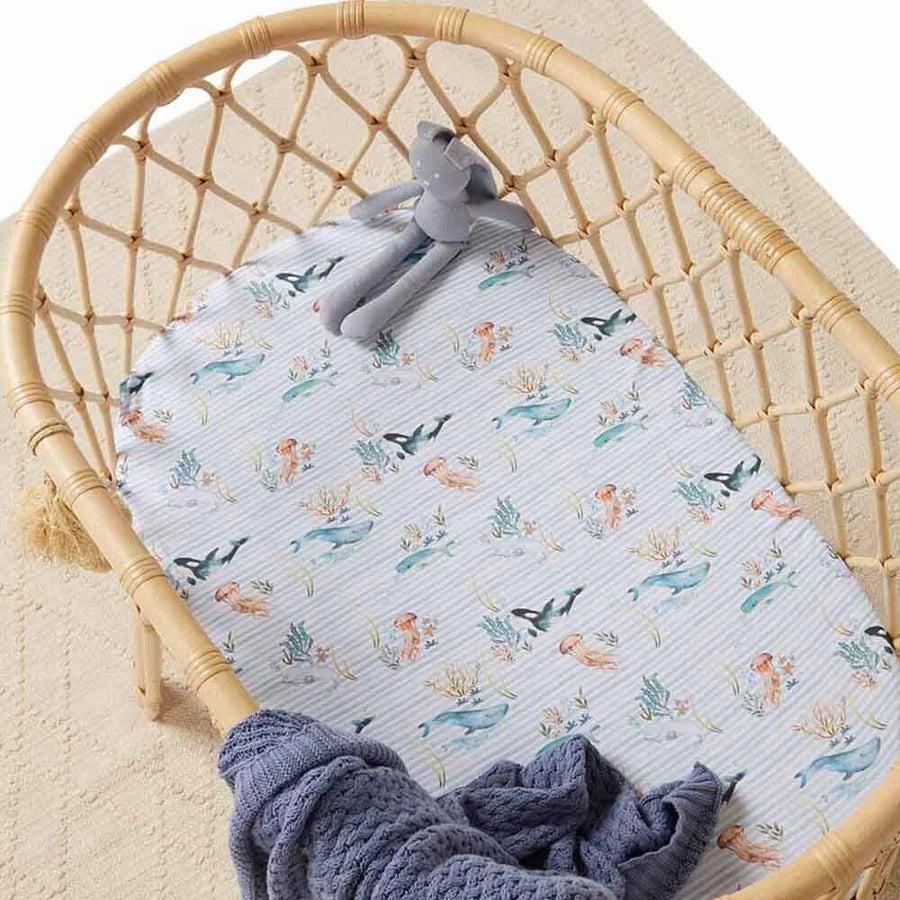Snuggle Hunny / Fitted Bassinet Sheet - Whale