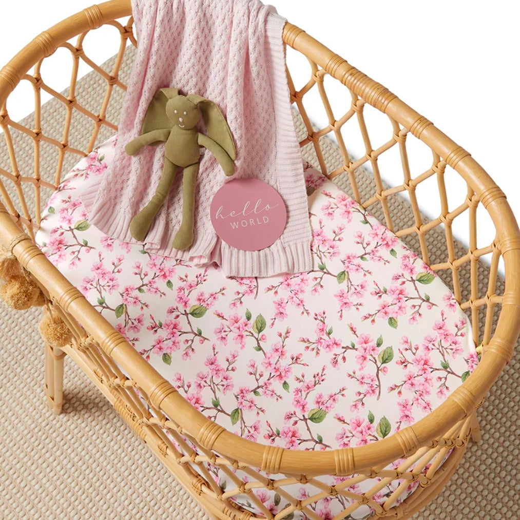 Snuggle Hunny / Fitted Bassinet Sheet - Cherry Blossom