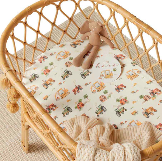 Snuggle Hunny / Fitted Bassinet Sheet - Diggers and Tractors