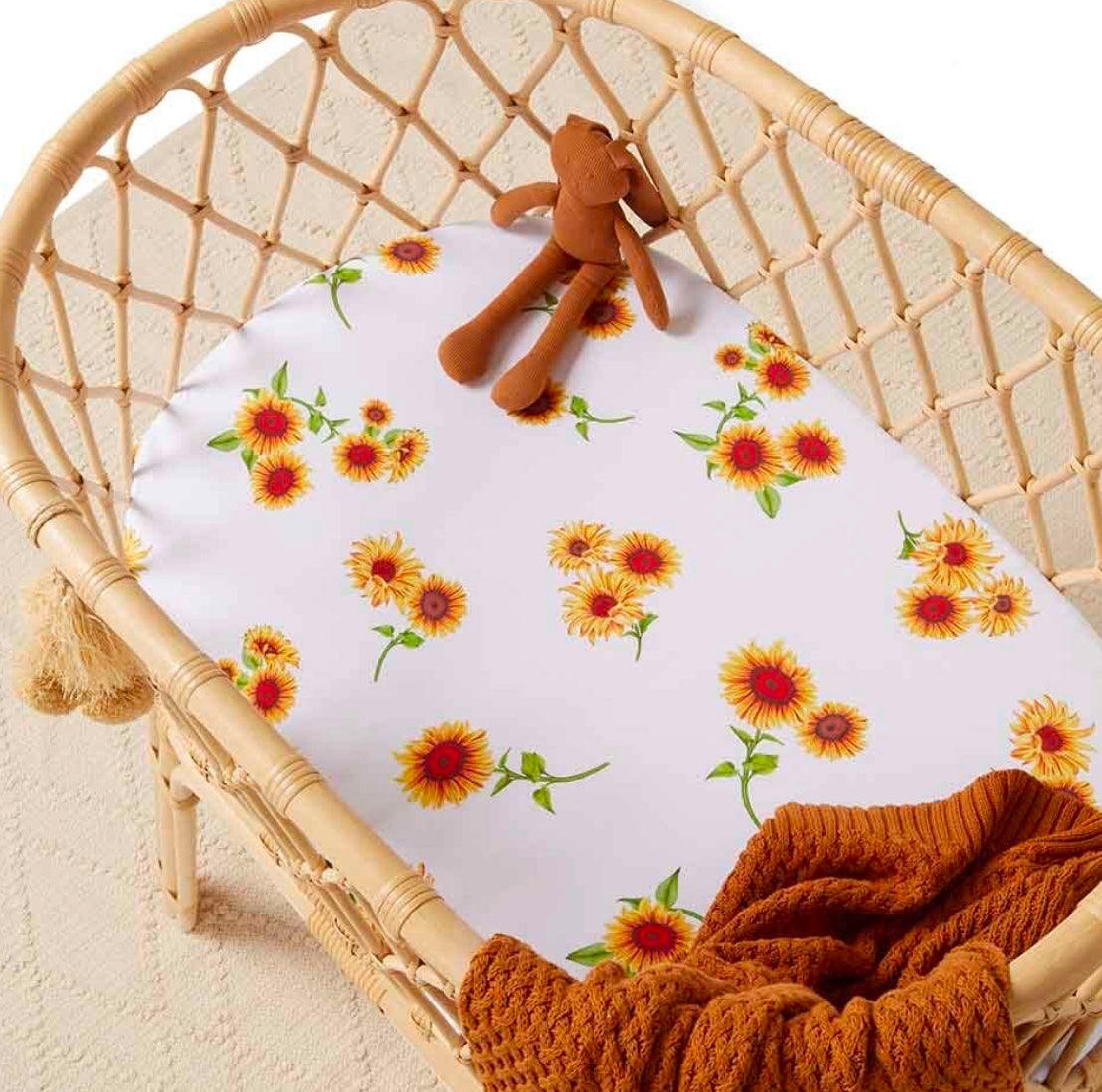 Snuggle Hunny / Fitted Bassinet Sheet - Sunflower