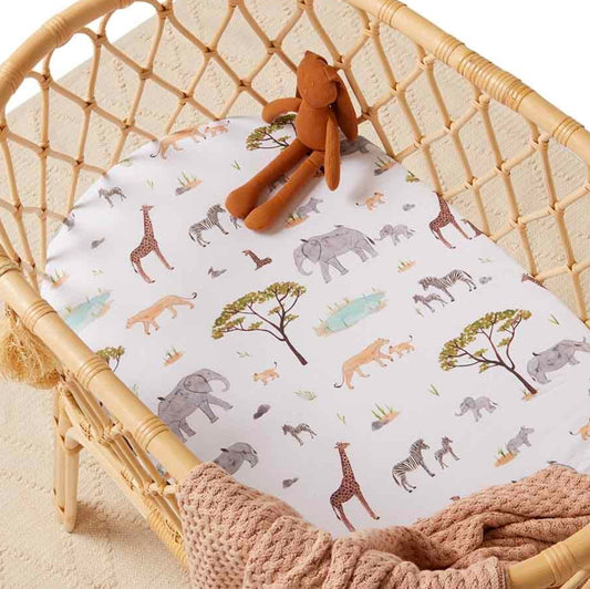 Snuggle Hunny / Fitted Bassinet Sheet - Safari