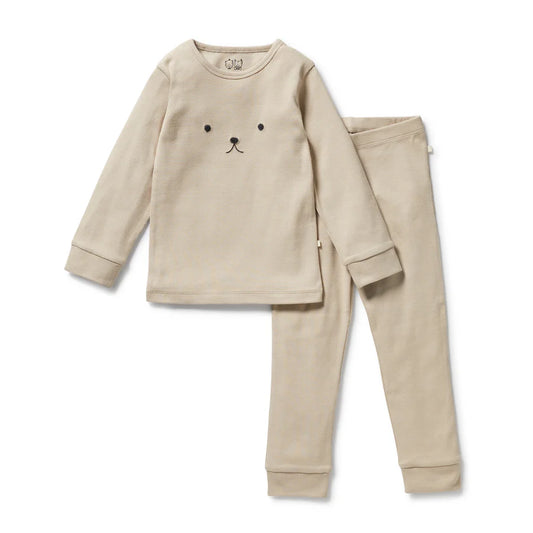 Wilson & Frenchy / Organic Long Sleeved Ribbed Pyjamas - Biscuit