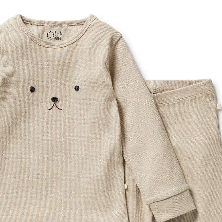 Wilson & Frenchy / Organic Long Sleeved Ribbed Pyjamas - Biscuit