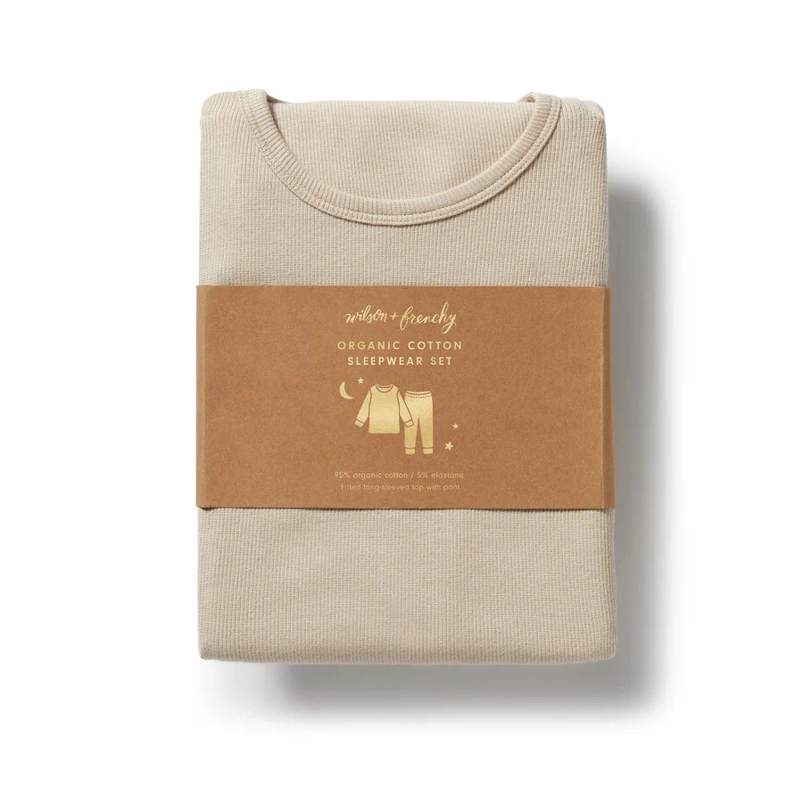 Wilson & Frenchy / Organic Long Sleeved Ribbed Pyjamas - Biscuit