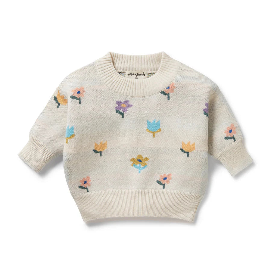 Wilson & Frenchy / Organic Knitted Jacquard Jumper - Fower Pop
