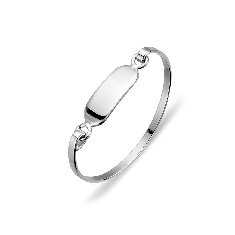 Tiny Treasures / Sterling Silver Cuff Bangle with Oval ID Plate