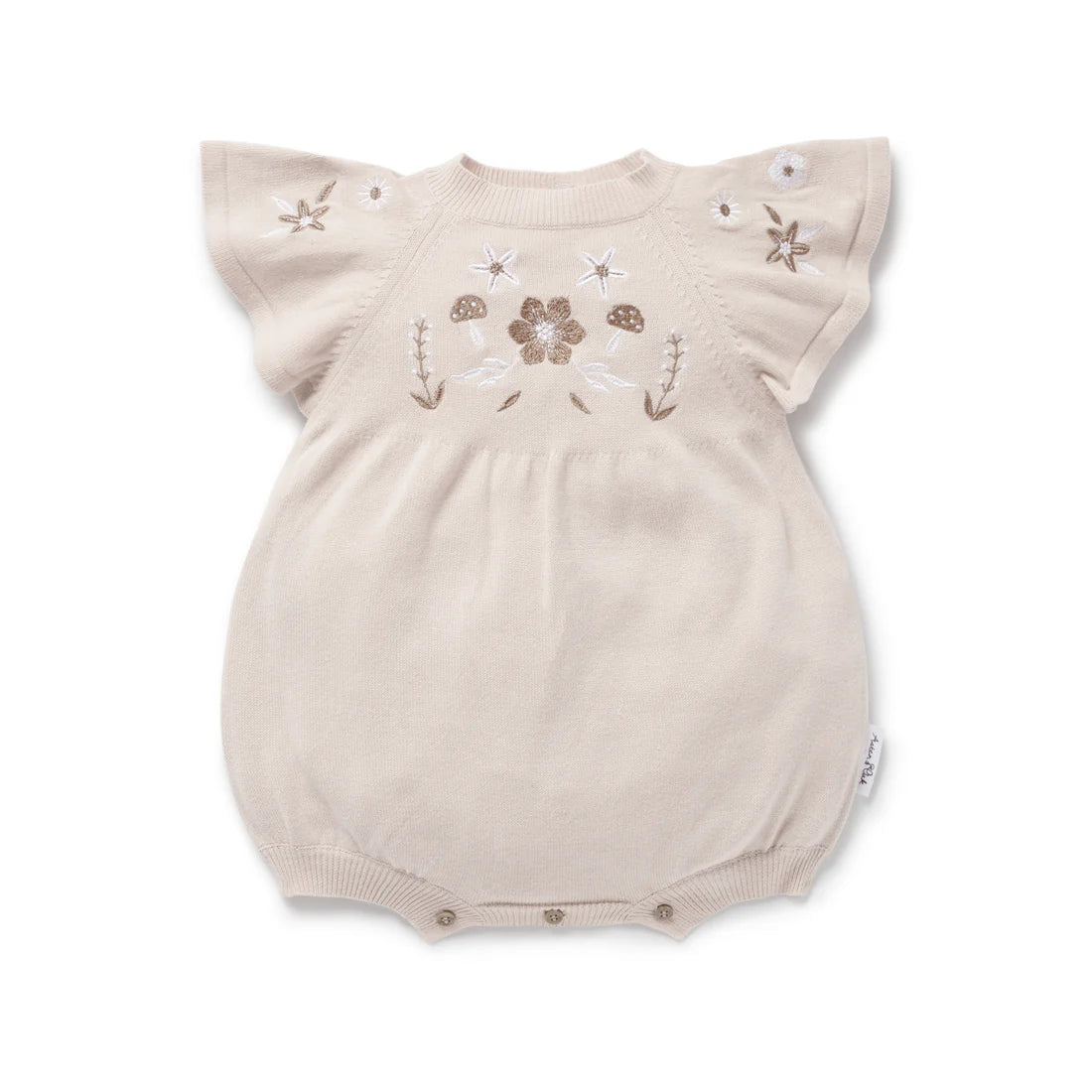 Aster & Oak / Embroidered Knit Romper - Sand