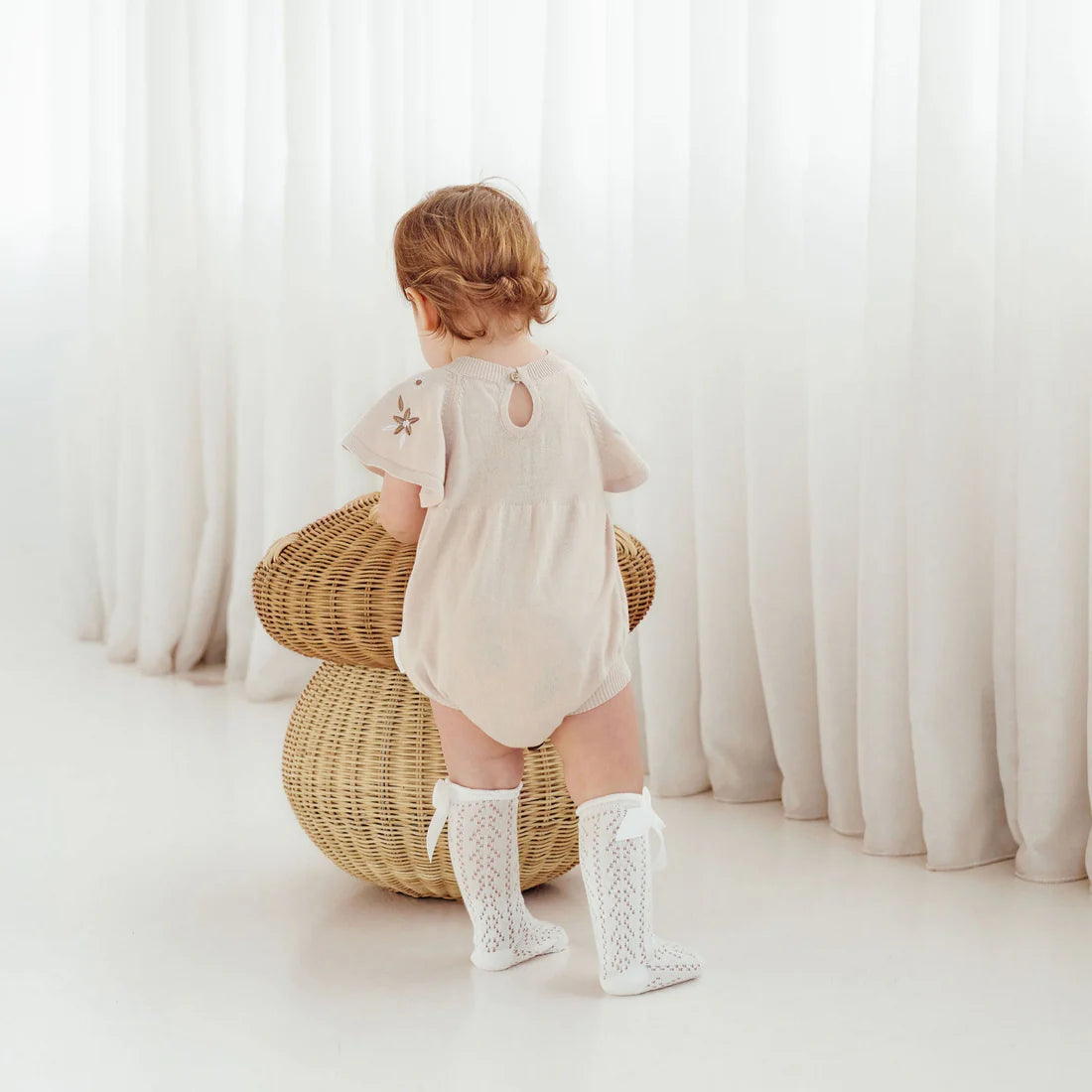 Aster & Oak / Embroidered Knit Romper - Sand