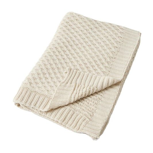 Jiggle & Giggle / Basket Weave Knit Blanket - Natural