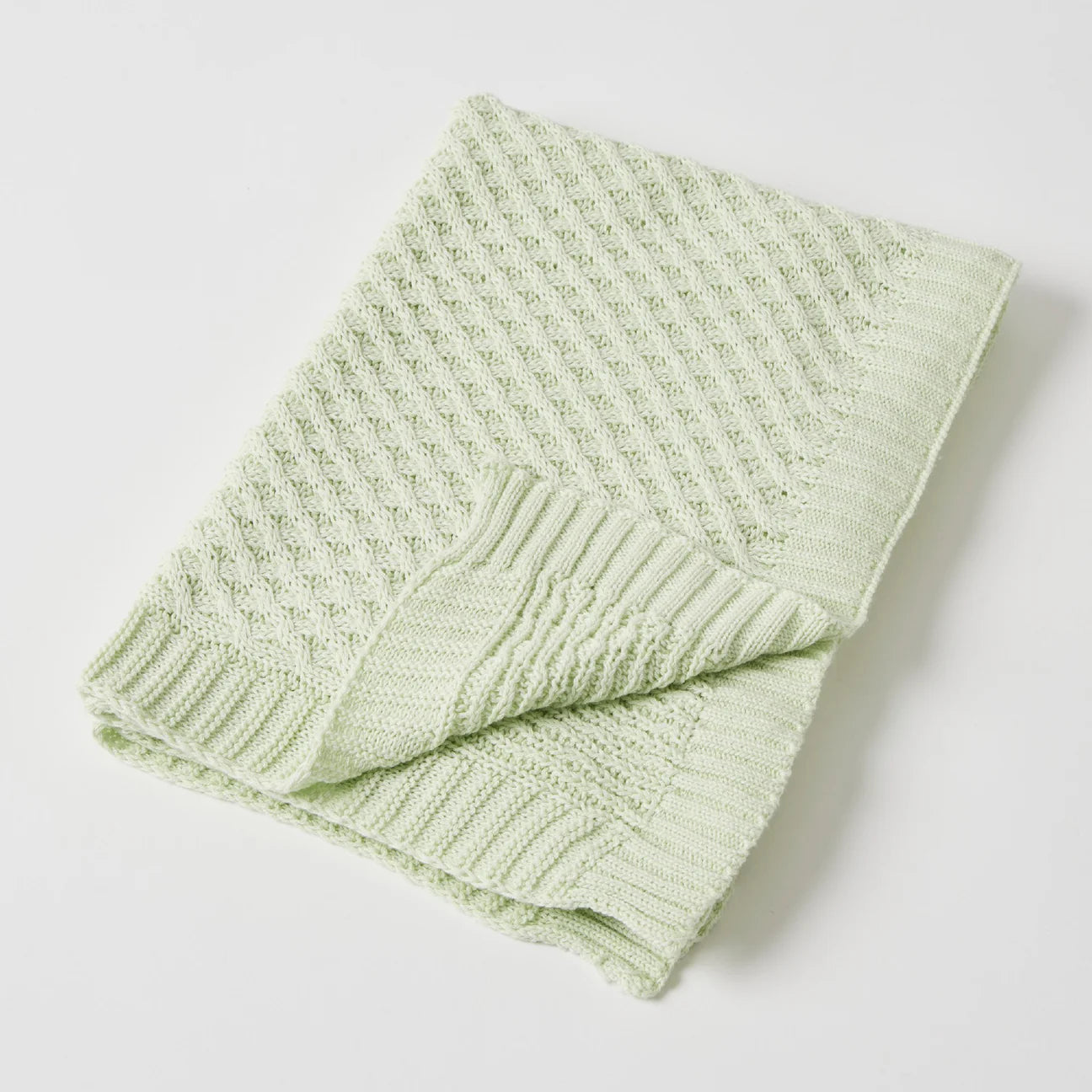 Jiggle & Giggle / Basket Weave Knit Blanket - Green
