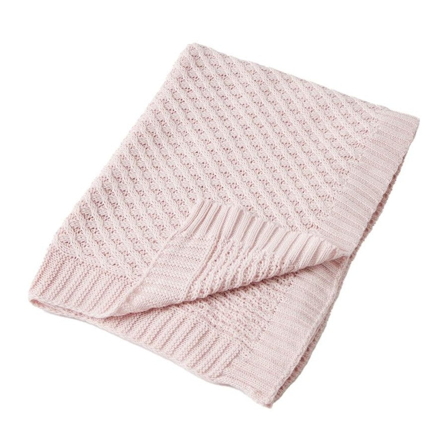 Jiggle & Giggle / Basket Weave Knit Blanket - Pink