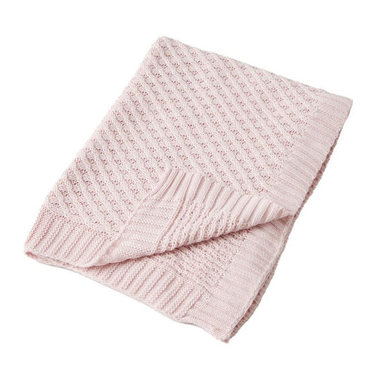 Jiggle & Giggle / Basket Weave Knit Blanket - Pink