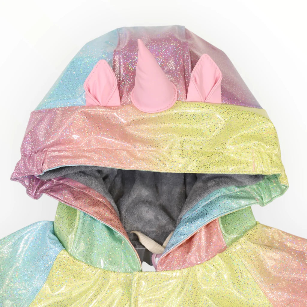 Korango / Unicorn Glitter Rainbow Raincoat - Pink