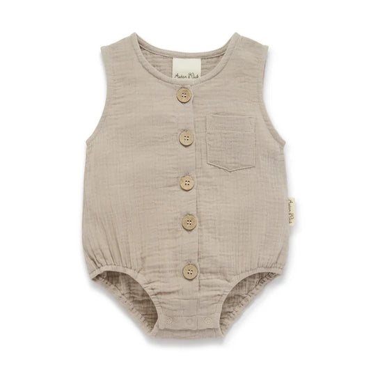 Aster & Oak / Sand - Muslin Bubble Romper