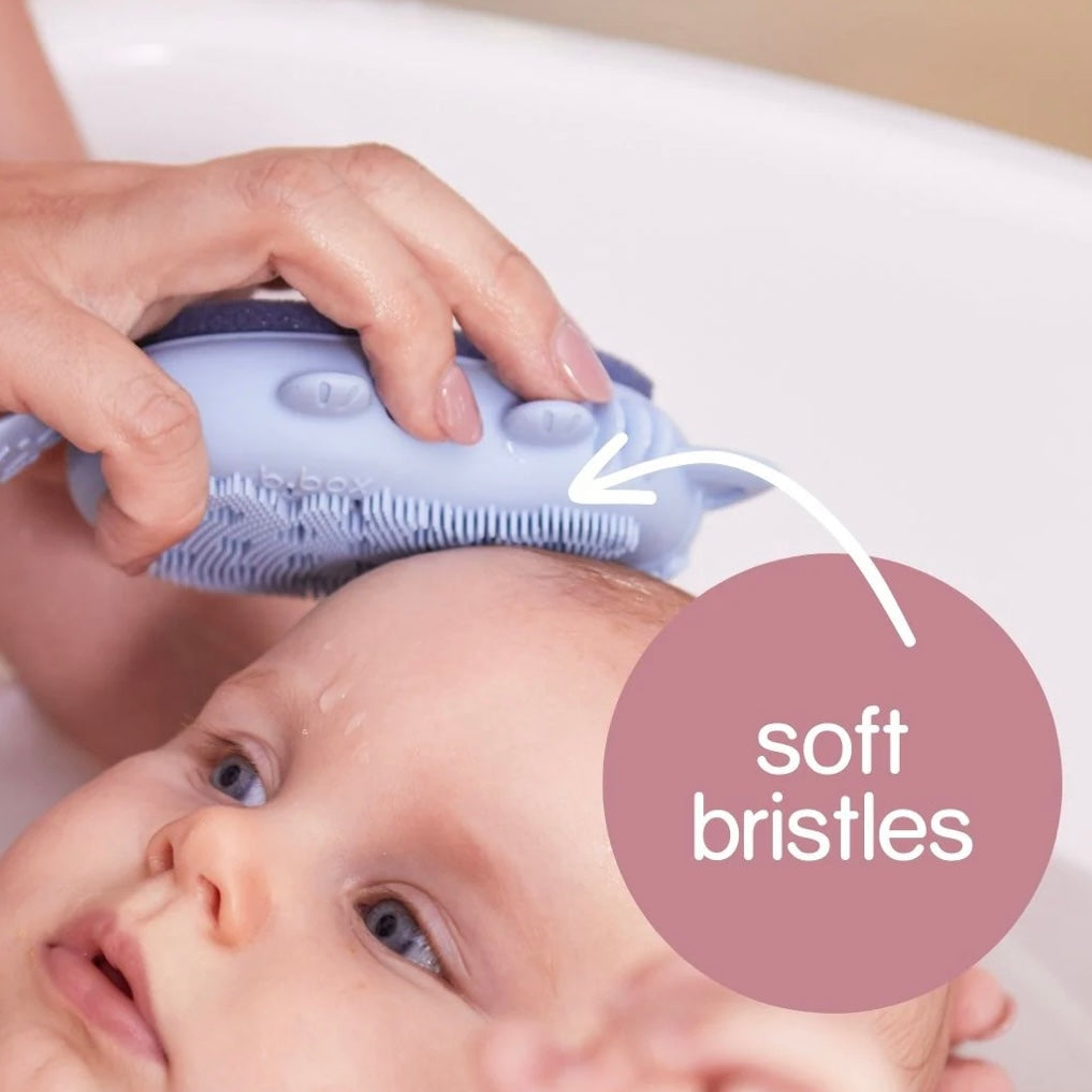 B.box / Baby Bath Brush + Sponge - Lullaby Blue