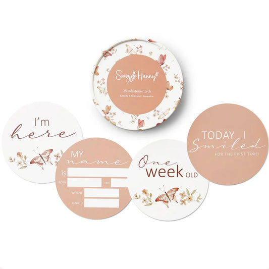Snuggle Hunny / Reversible Milestone Cards - Butterfly & Pink Sand