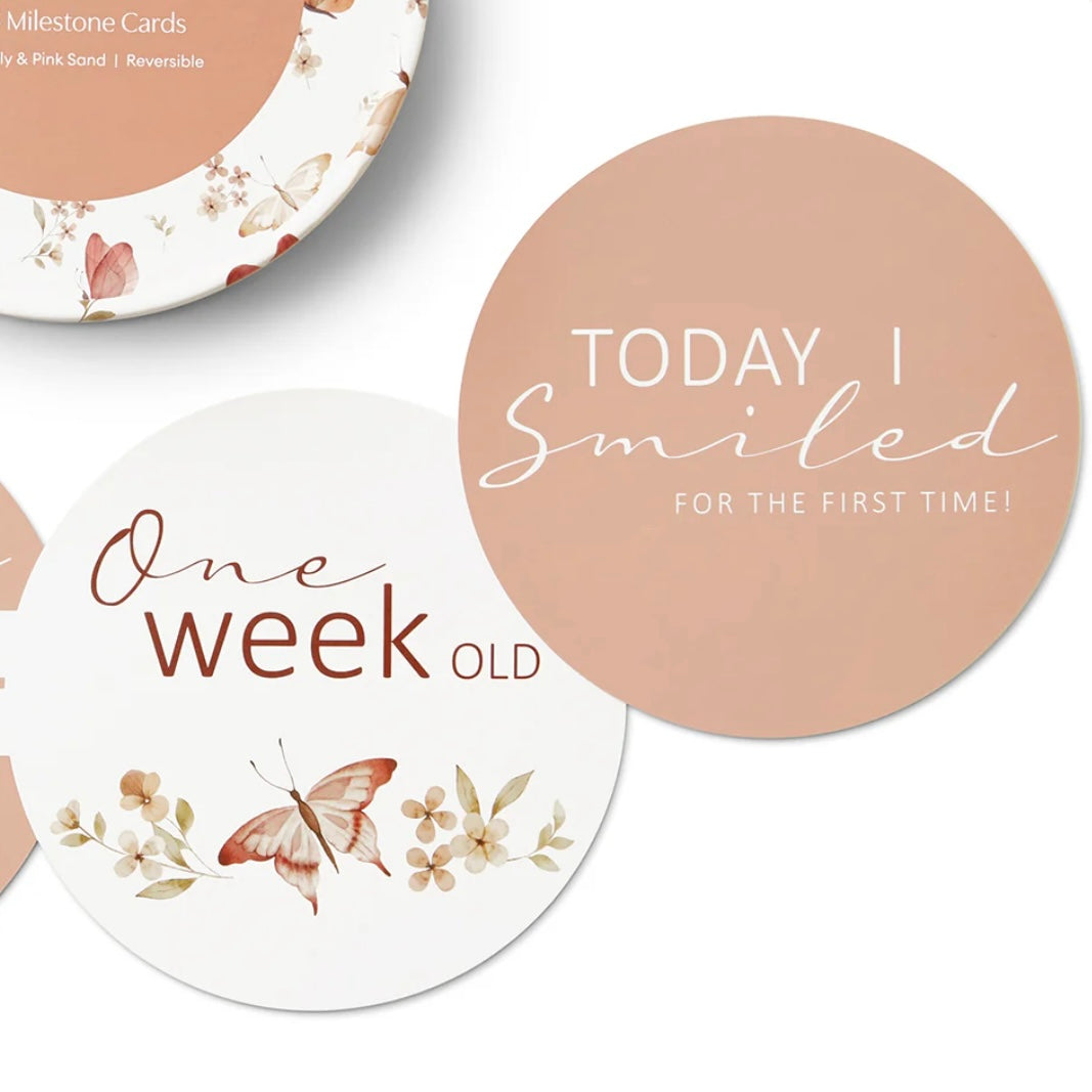 Snuggle Hunny / Reversible Milestone Cards - Butterfly & Pink Sand