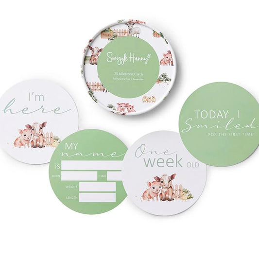 Snuggle Hunny / Reversible Milestone Cards - Farm & Mint