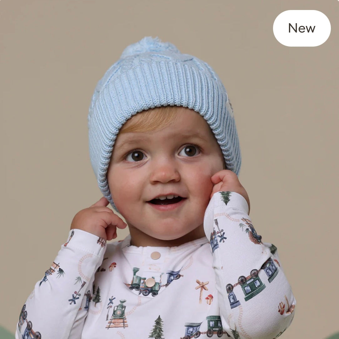 Snuggle Hunny / Organic Knit Beanie - Baby Blue
