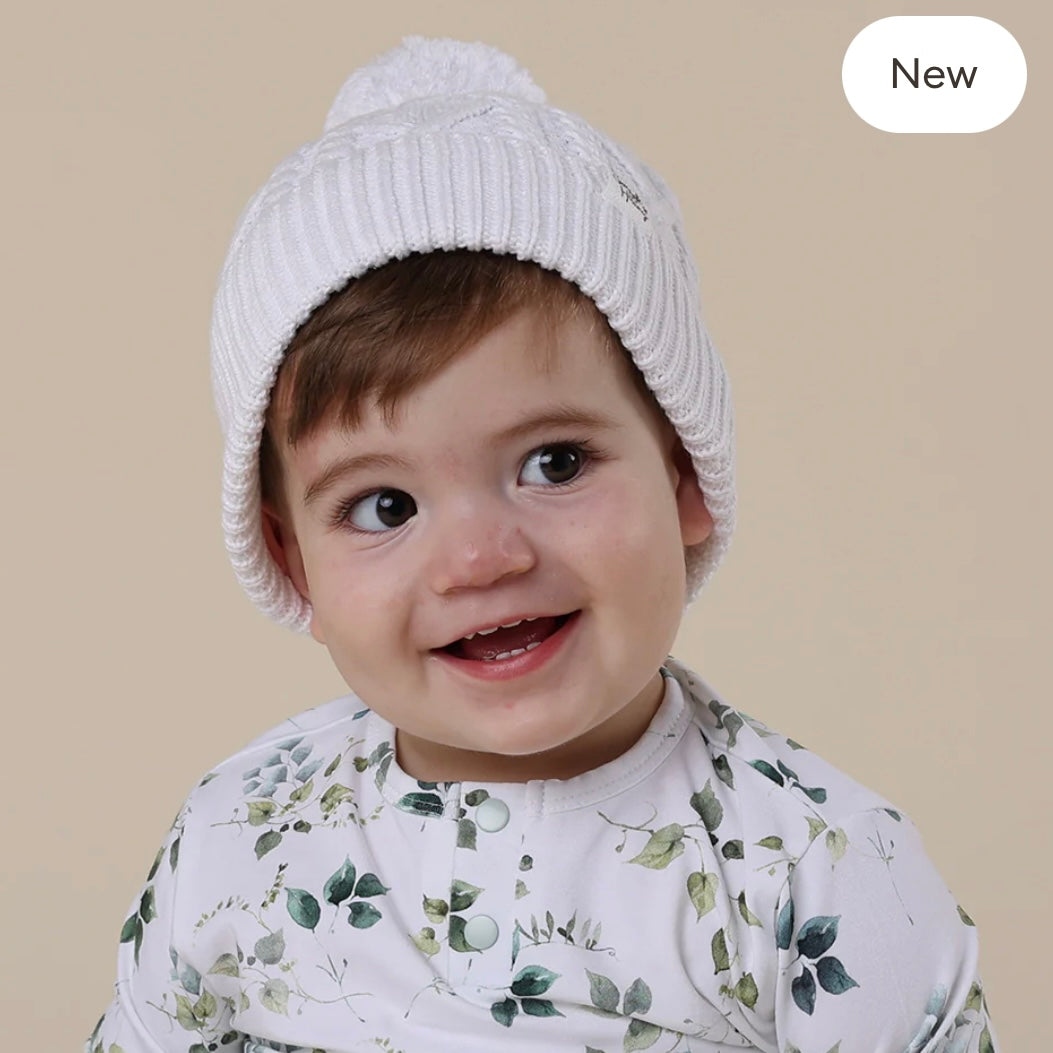 Snuggle Hunny / Organic Knit Beanie - White