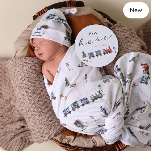 Snuggle Hunny / Jersey Wrap Set - Trains