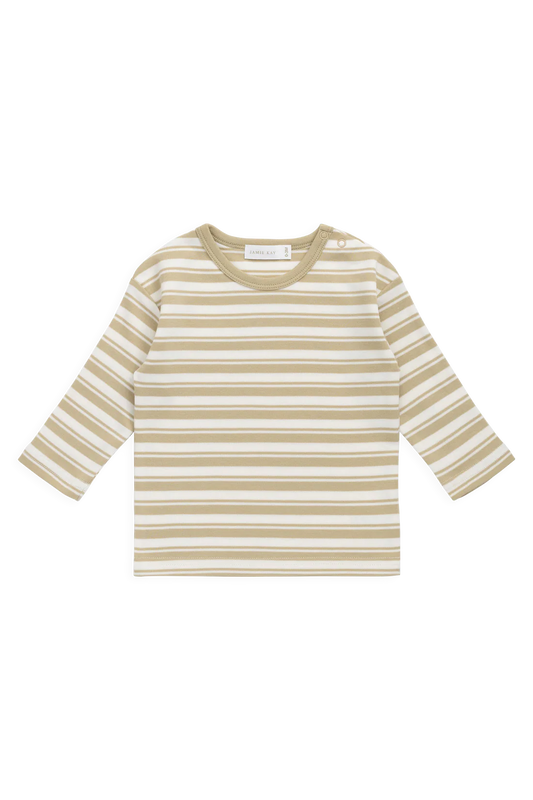 Jamie Kay / Pima Cotton Arnold Long Sleeve Top - Double Stripe Hay/Cloud