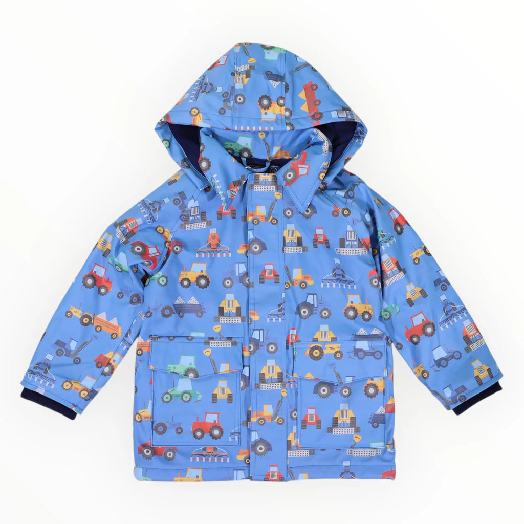 Korango / Farm Machine Print Raincoat - Blue