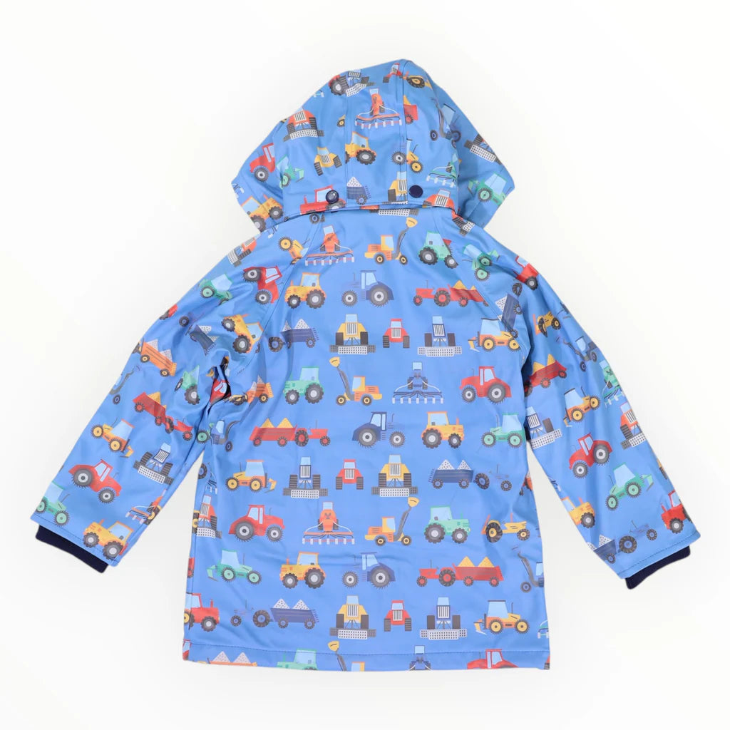 Korango / Farm Machine Print Raincoat - Blue