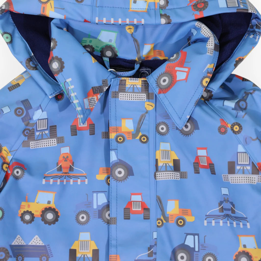 Korango / Farm Machine Print Raincoat - Blue